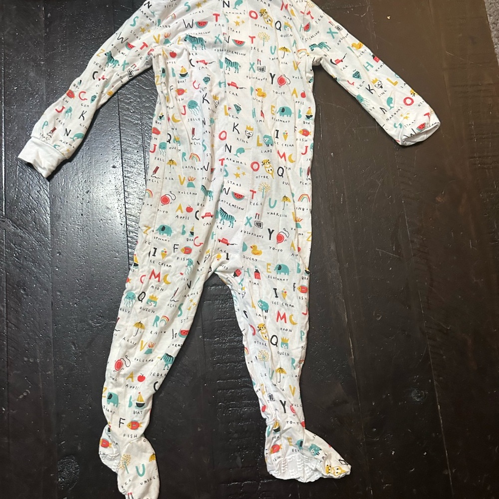 Magnetic Me White Footies One Piece with Playful Print